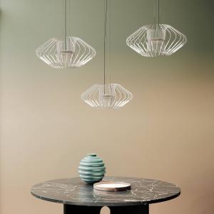 Závesné svetlo Filo LED, béžová farba, kov, Ø 50 cm, 2 700 K