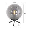 Stolná lampa Bollique, čierna, sklo, Ø 20 cm, trojnožka