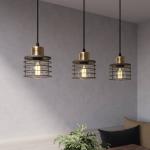 Závesná lampa Edison v čiernej/medenej farbe, 3 svetlá