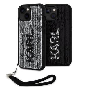 Puzdro Karl Lagerfeld Sequins Reversible iPhone 15 - čierno-strieborné