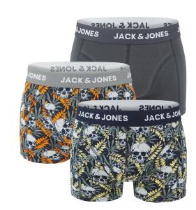 JACK & JONES - boxerky 3PACK Jachugo skulls night sky & castor gray - limitovaná edícia