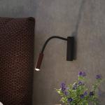 Nástenné svietidlo Molto Luce Arok LED, čierna/kávovo hnedá, hliník