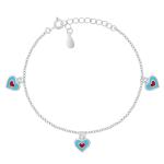 Brilio Silver Romantický strieborný náramok so srdiečkami BRC153W