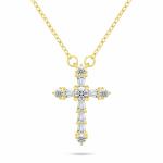 Brilio Silver Blyštivý pozlátený náhrdelník pre ženy Krížik NCL176Y