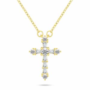 Brilio Silver Blyštivý pozlátený náhrdelník pre ženy Krížik NCL176Y