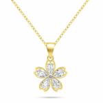 Brilio Silver Pozlátený náhrdelník pre ženy Kvetina so zirkónmi NCL177Y