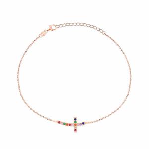 Brilio Silver Nadčasový pozlátený náramok s krížikom BRC25RRBW