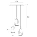 Závesné svietidlo X-Ray bronzová/zlatá farba 3 svetlá z okrúhleho skla