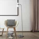 Stojacia lampa Fifty, oceľová farba, opálovo biele sklo, nastaviteľná