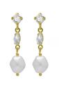 Victoria Cruz Pozlátené náušnice s kryštálmi a barokovou perlou Purpose A4656-07DT