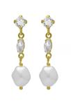Victoria Cruz Pozlátené náušnice s kryštálmi a barokovou perlou Purpose A4656-07DT