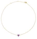 BREIL Romantický pozlátený náhrdelník s ametystovým srdiečkom Candy TJ3598