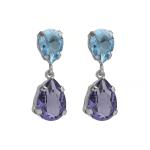 Victoria Cruz Slušivé visiace náušnice s modrými kryštálmi Glory A4905-12HT