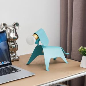 Stolná lampa Lucande Idalina, pes, svetlomodrá, železo, 41 cm