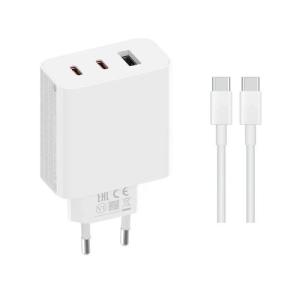 Xiaomi 2C1A (2xUSB-C,1xUSB-A) 67W GaN Cestovní Nabíječka + USB-C/USB-C 6A Datový Kabel White (Service Pack)