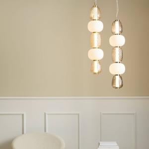 LOOM DESIGN LED závesné svietidlo Pearl 5 sivé/chrómové sklo výška 78 cm