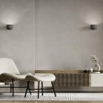 Nástenné svietidlo Mysia, kremenná sivá, omietka, 11 cm, GX53