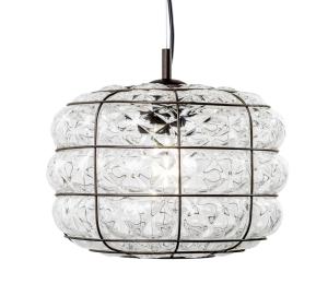 SIRU SIRU - Luster na lanku TERRA 1xE27/60W/230V čierna/číra benátske sklo