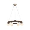 Závesné svietidlo Tolosa, Ø 52 cm, mosadz, 6 svetiel, sklo, drevo