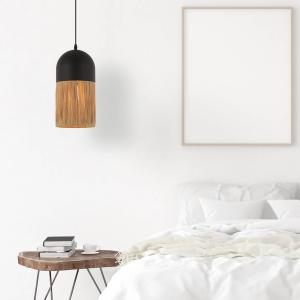 Závesná lampa 23071, čierna/prírodná farba, Ø18cm, kov, papier