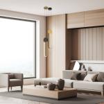 Závesné svietidlo LED 23101, zlatá farba, čierny krúžok, hliník