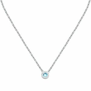 Trussardi Módny oceľový náhrdelník s modrým kryštálom T-Logo TJAXC109