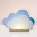 LED stolová lampa Wölkchen, modrá, drevo, 3000 K, stmievateľná