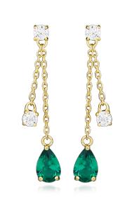 Silver Cat Pozlátené náušnice so syntetickými smaragdmi a kubickými zirkónmi SC559
