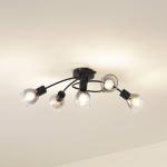 Stropné svietidlo Lindby Pendura, 5 svetiel, čierne, sklo