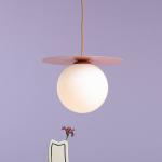 Závesné svetlo Loop Coral L, opálové sklo, kov, korálovo červená