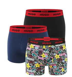 HUGO - boxerky 3PACK cotton stretch classic grafitti & dark color combo - limitovaná fashion edícia (HUGO BOSS)