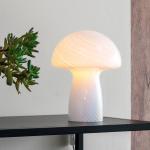 Dyberg Larsen Stolná lampa Mushroom, biela, výška 23 cm, sklo