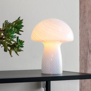 Dyberg Larsen Stolná lampa Mushroom, biela, výška 23 cm, sklo