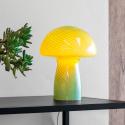 Dyberg Larsen Stolná lampa Mushroom, zelená, výška 23 cm, sklo