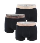LACOSTE - boxerky Lacoste ultra comfortable stretch cotton black with beige waist - limitovaná edícia