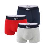 LACOSTE - boxerky 3PACK cotton stretch iconic Lacoste big logo red & blue color - limitovaná edícia