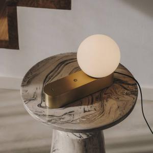 LEDS-C4 LED stolová lampa Perlina, zlatá farba, dĺžka 22,8 cm