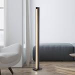 LED stojacia lampa PURE Lines, čierna, drevo, diaľkové ovládanie, 140 cm