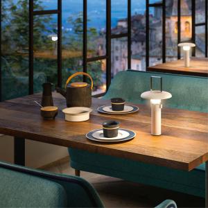 LED dobíjacia stolová lampa, biela, hliník, PMMA, CCT