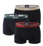 BOSS - boxerky 3PACK cotton stretch power black with brick & beige color combo - limitovaná fashion edícia (HUGO BOSS)