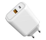 Rychlonabíjací adaptér Power Delivery 30W USB-C + USB-A biela