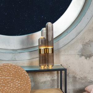 pulpo LED stolová lampa Cactus Small, dymová sivá/leštená mosadz