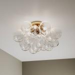 By Rydéns Gross stropné svietidlo, mosadz/čierna, Ø 50 cm, sklo