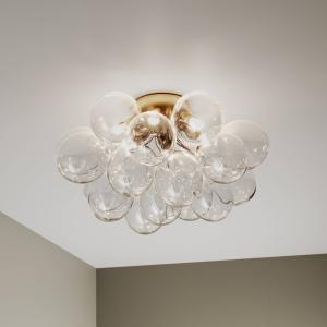 By Rydéns Gross stropné svietidlo, mosadz/čierna, Ø 50 cm, sklo