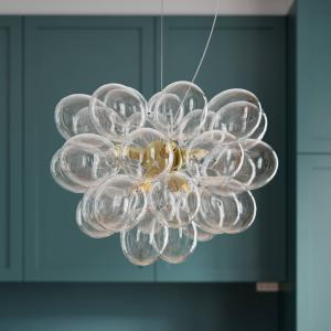 By Rydéns Gross závesné svetlo, mosadz/čierna, Ø 50 cm, sklo