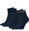 TOMMY HILFIGER - 2PACK stripe logo quarter pánske ponožky tmavomodré
