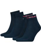TOMMY HILFIGER - 2PACK stripe logo quarter pánske ponožky tmavomodré
