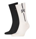 TOMMY HILFIGER - 2PACK TH monogram logo pánske ponožky black