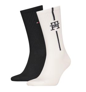 TOMMY HILFIGER - 2PACK TH monogram logo pánske ponožky black