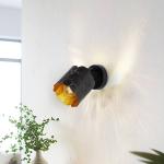 Nástenné svietidlo Lindby Aralena, čierna/zlatá, 1 svetlo, Ø 12 cm